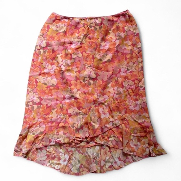 VTG Y2K Sigrid Olsen Lily Garden Pink Floral Rayon Skirt Women’s 1X NWT - Picture 1 of 6